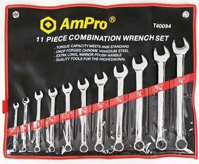 Ampro ringsteeksleutelset 1/4 t/m 7/8