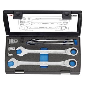 Gedore Ringratelset met adapters