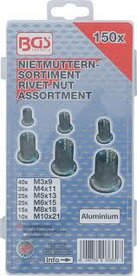 BGS blindklinkmoeren Aluminium 150-delig